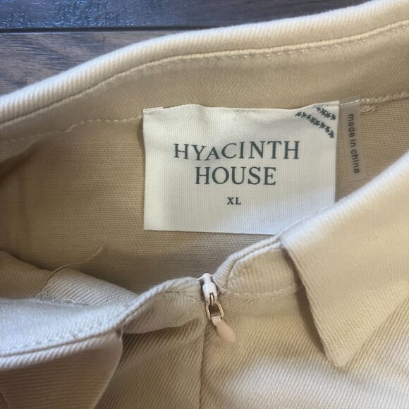 Hyacinth House Tuckernuck Size XL Beige Sand Front Zip Denim Mini Dress NWT - Picture 5 of 9